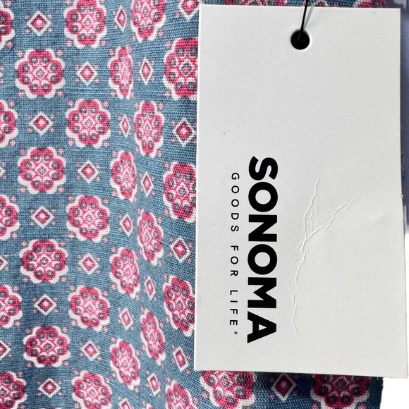 Sonoma Shirt Mens Size M Blue Collared Short Sleeve Button Up Linen Blend - Picture 4 of 5